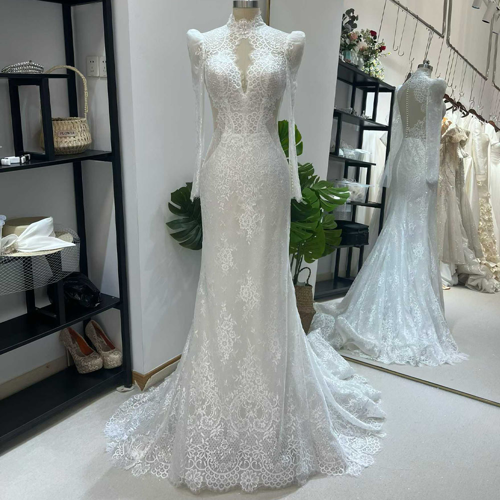 Embroidery Organza - Vestido de Novia de Manga Larga