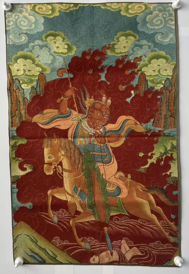 Embroidery Horse - Pantalla colgante Thangka de 35' con