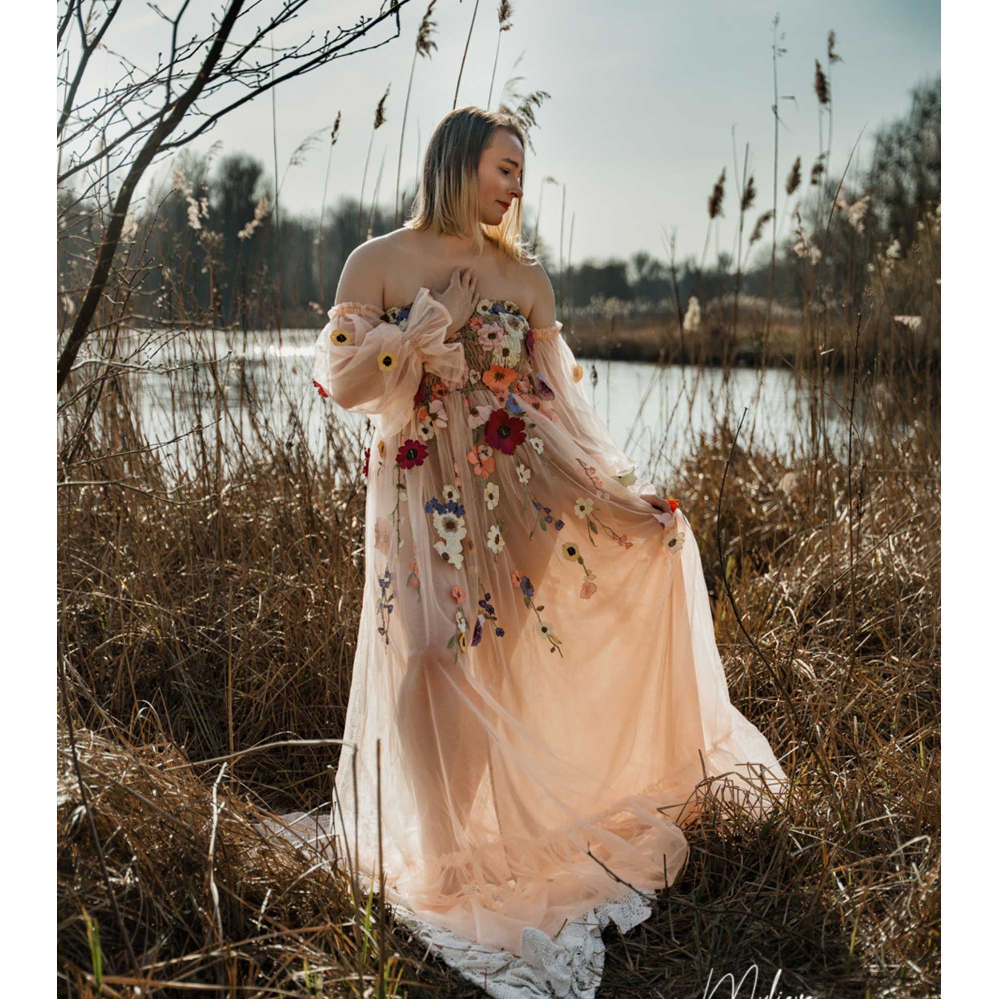 Embroidery Organza - Vestido de organza colorido de Don&Judy