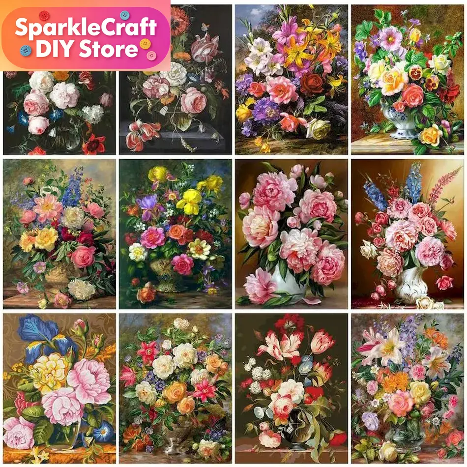 Embroidery Flower - Kit de mosaico de diamantes 5D