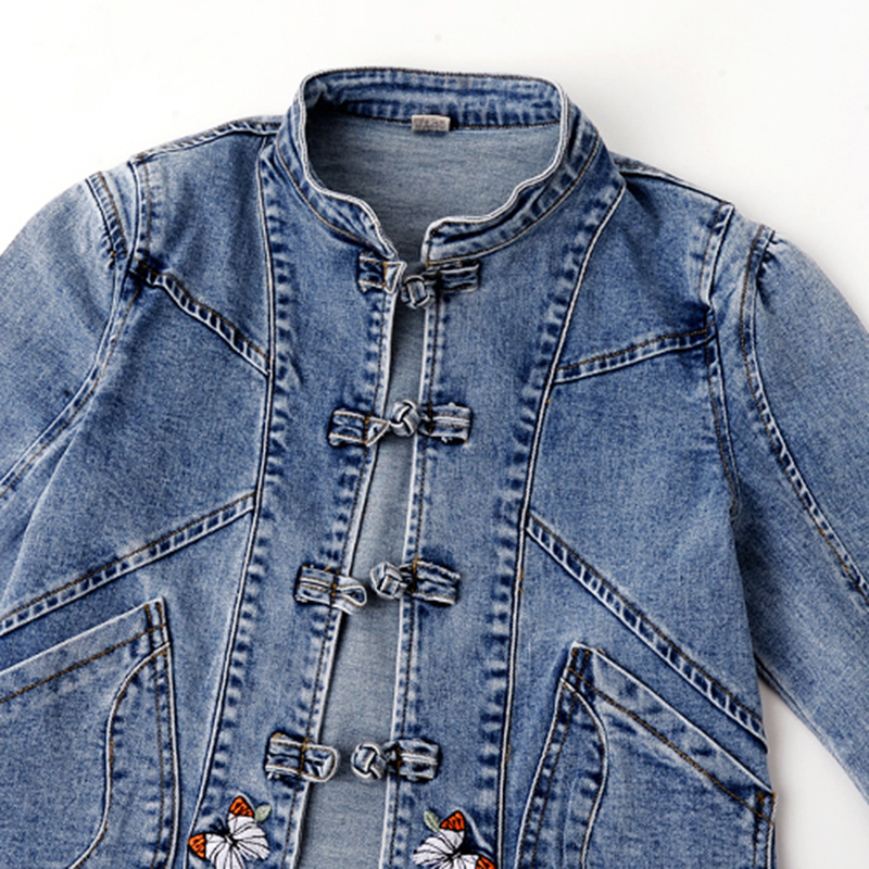 Embroidery Cardigan - Chaqueta Vaquera Elástica Bordada Nueva Primavera