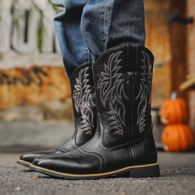 Embroidery Fabric - Nuevas Botas Altas para Hombre, Bordadas,