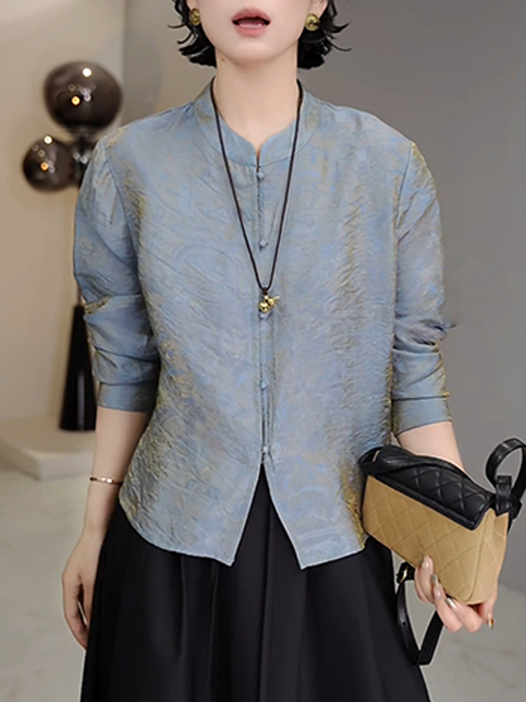 Embroidery Cardigan - Elegante Camisa de Mujer Estilo Chino