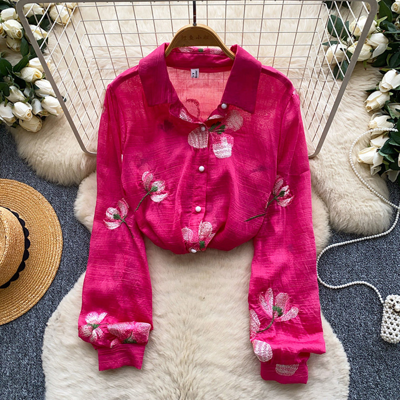 Embroidery Cardigan - Cárdigan bordado floral de estilo coreano