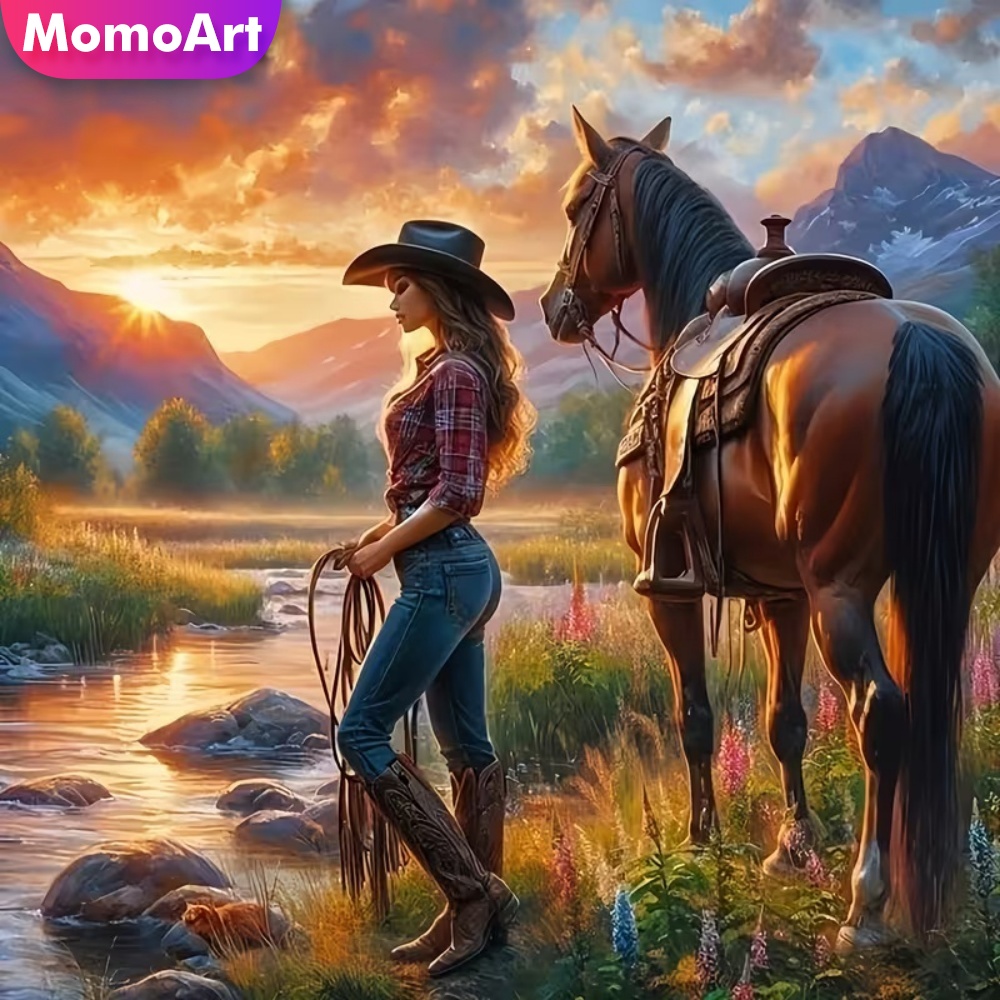 Embroidery Horse - Momoart - Pintura de Retrato de
