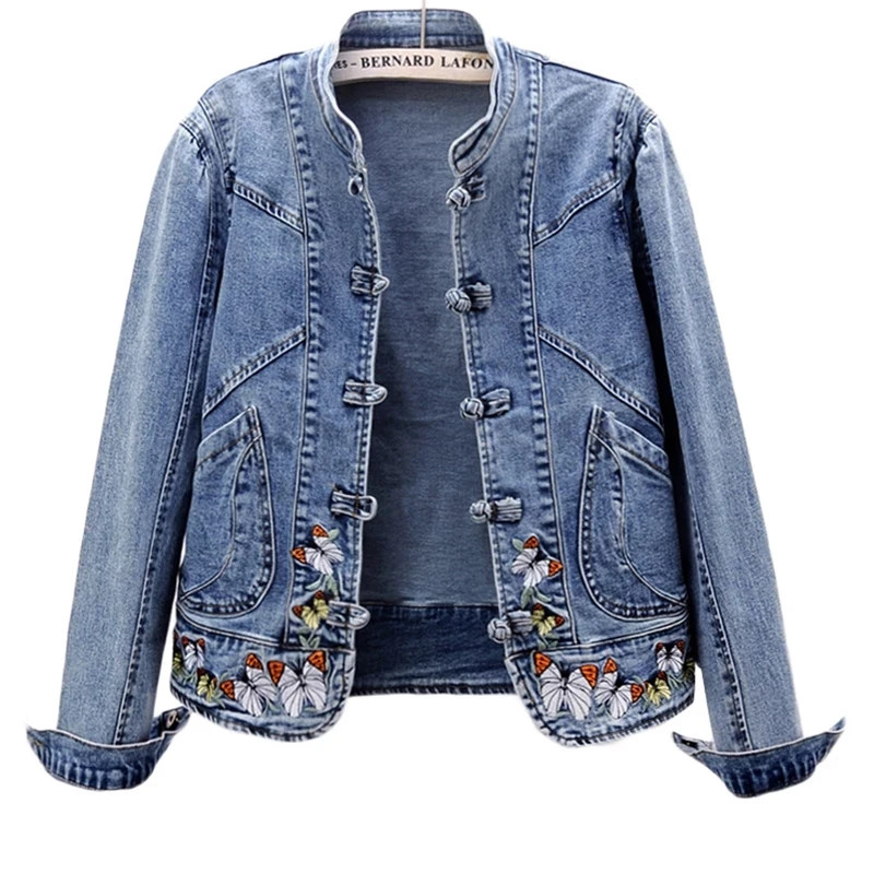 Embroidery Cardigan - Chaqueta Vaquera Bordada para Mujer, Primavera