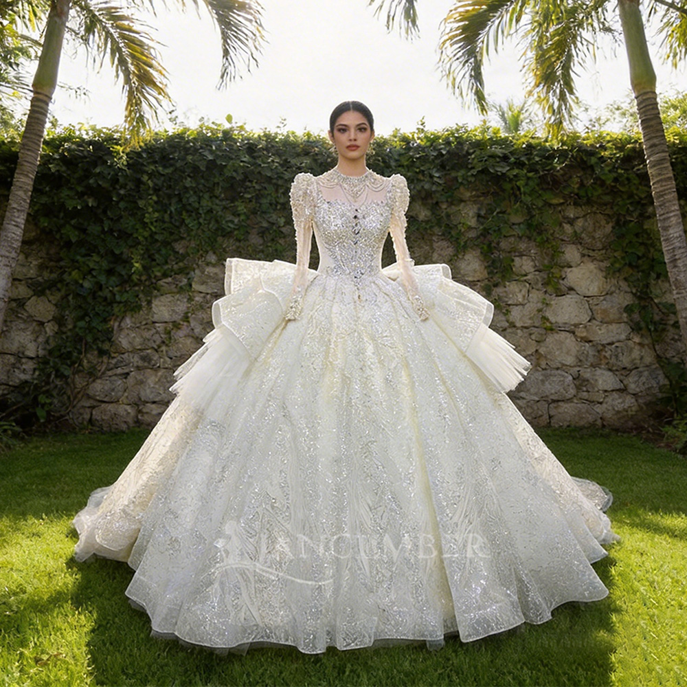 Embroidery Ribbon - Vestido de novia elegante con cuello