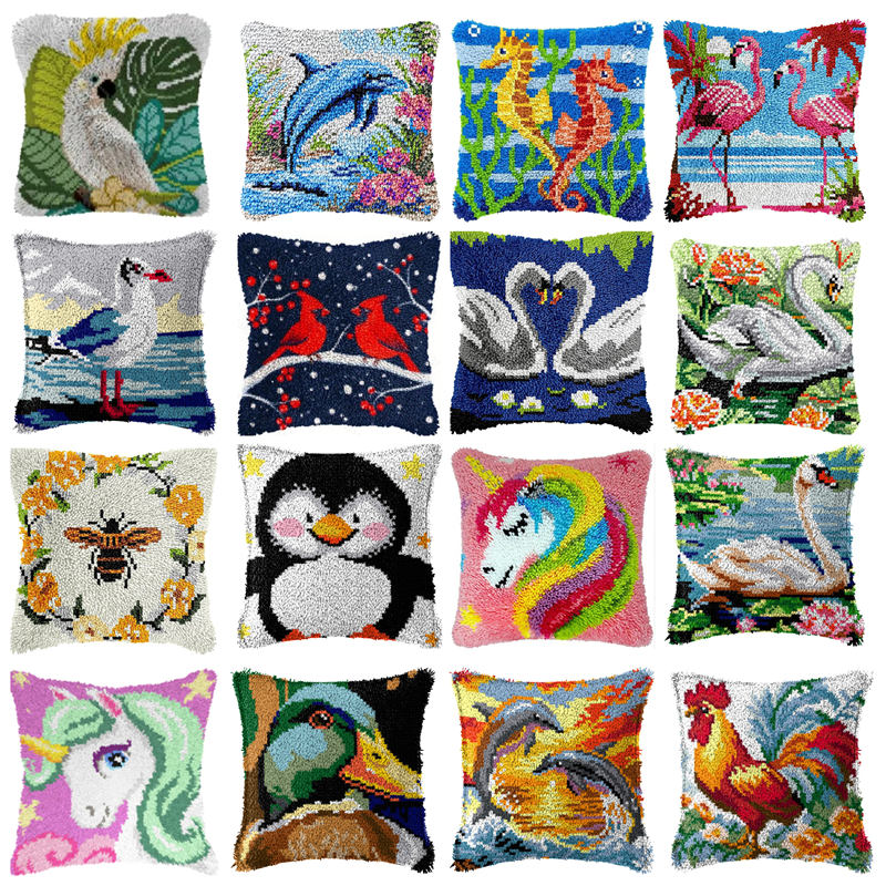 Printed Embroidery Kit - DIY pájaro unicornio almohada artesanía lana