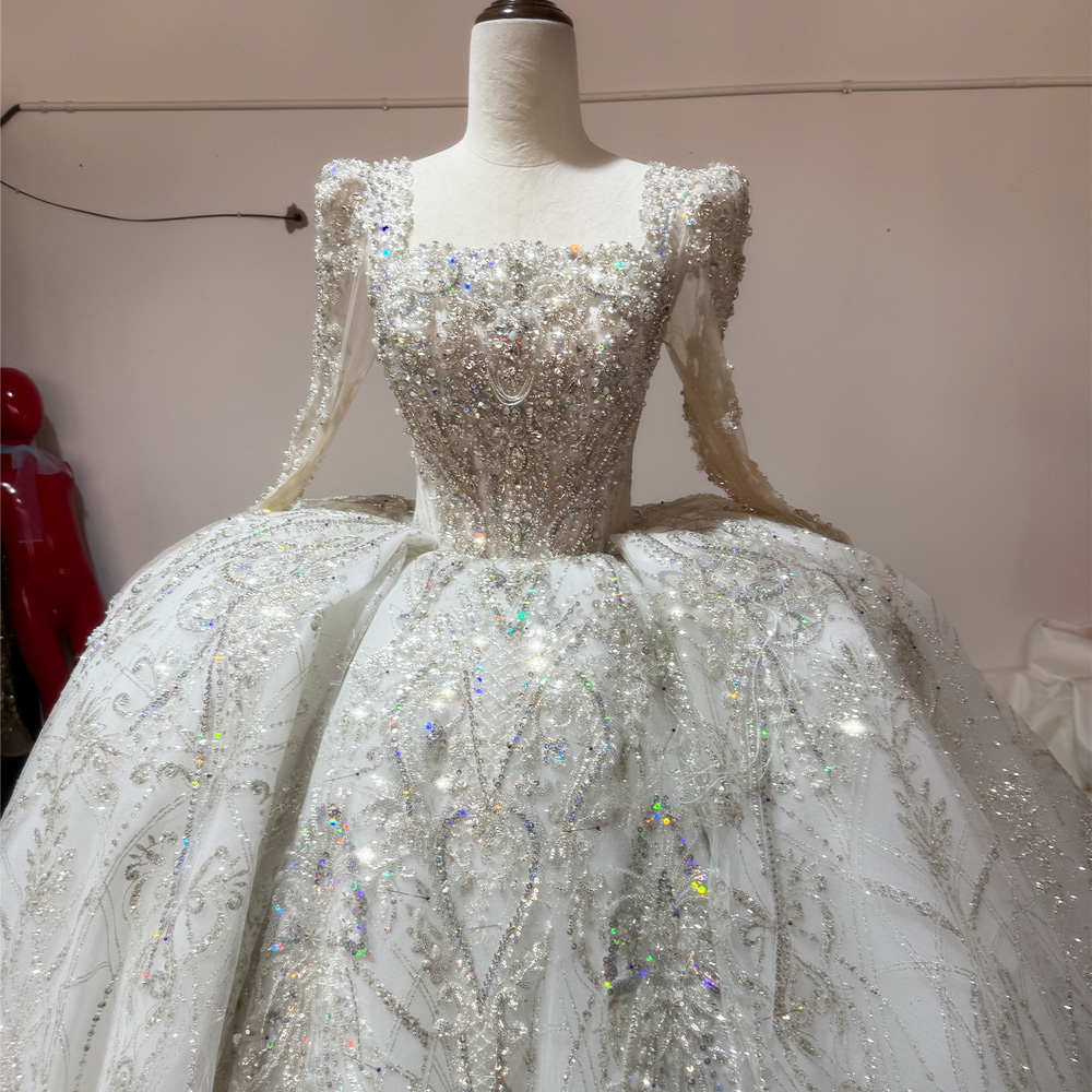 Embroidery Organza - Vestido Boda Vestido Civil cuello cuadrado