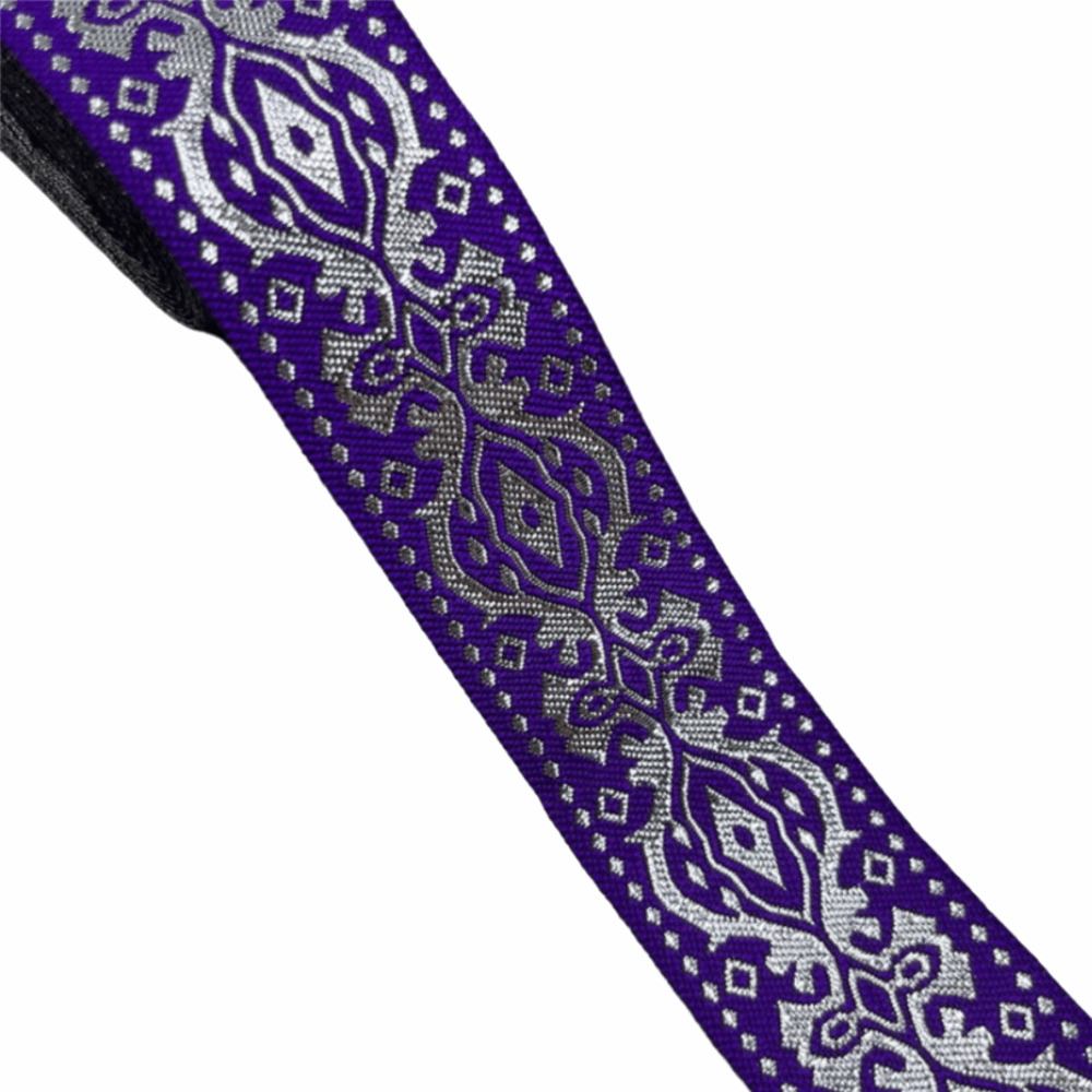 Embroidery Ribbon - Cinta de bordado con purpurina plateada,