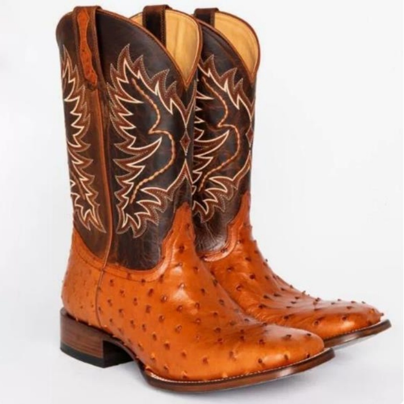 Embroidery Fabric - Botas Altas para Hombre, Bordadas, Retro,