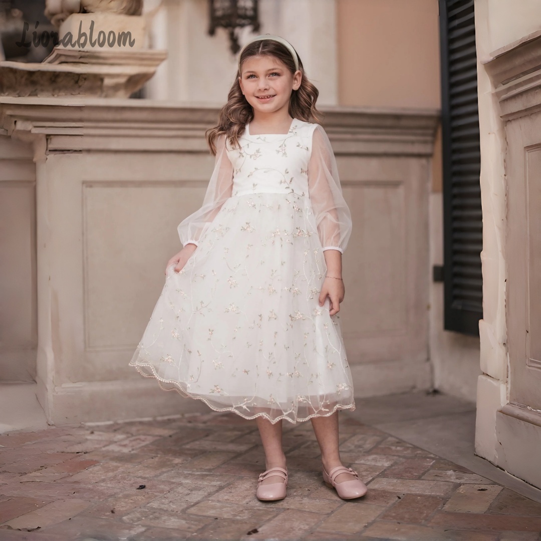 Embroidery Flower - Vestido de niña de las flores