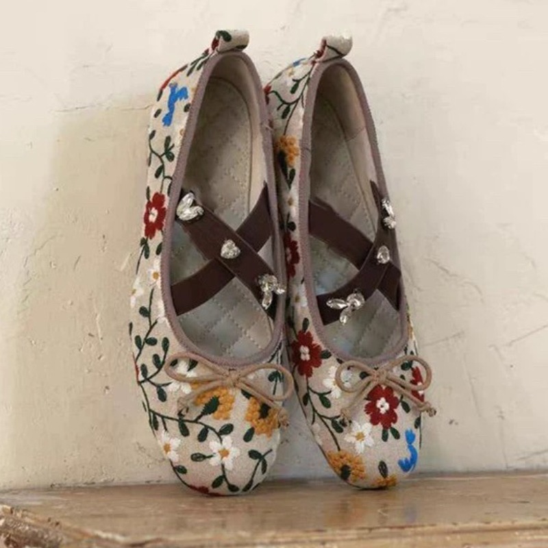 Zapatos planos de Ballet con f - Embroidery Flower reseña y precio