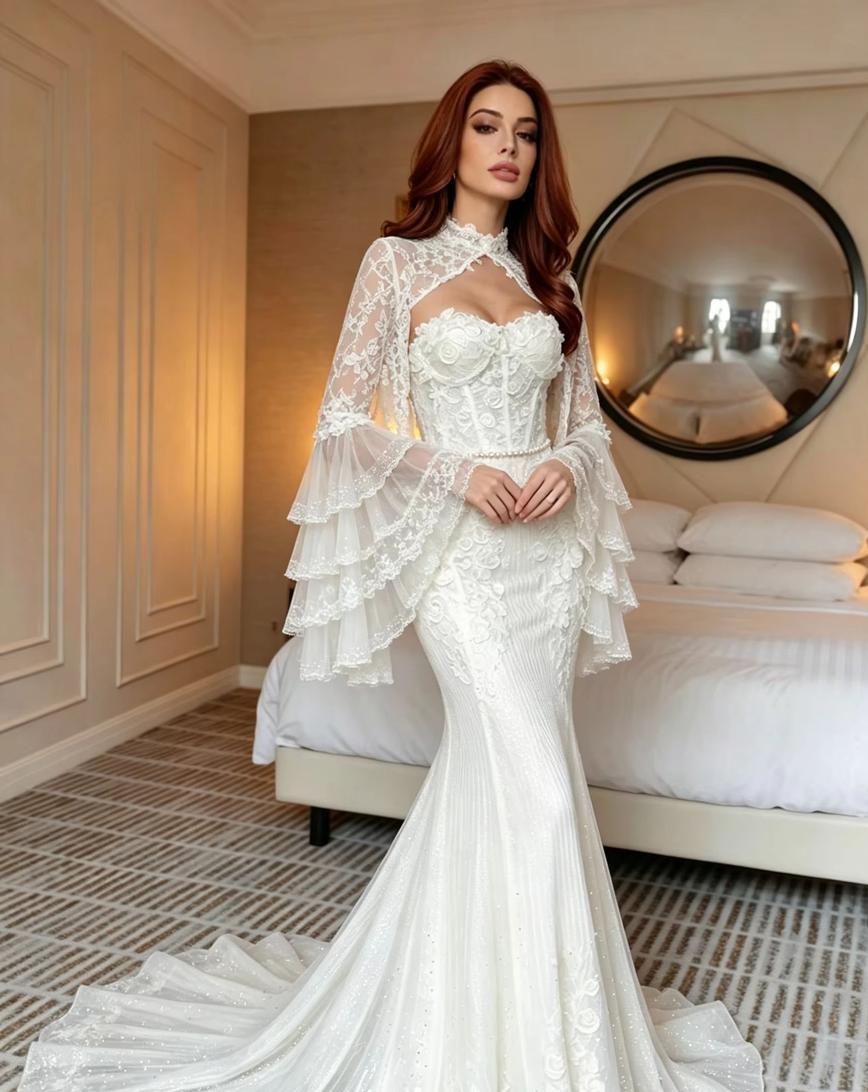 Bolero nupcial de lujo con cue - Embroidery Roses reseña y precio