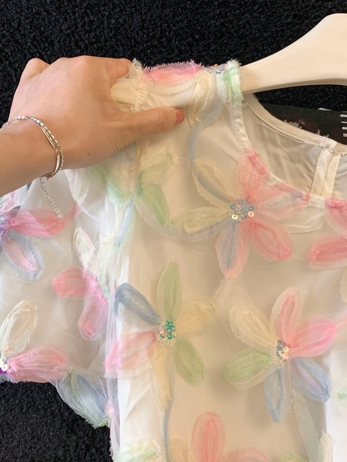 Blusa Elegante de Encaje con C - Embroidery Organza reseña y precio