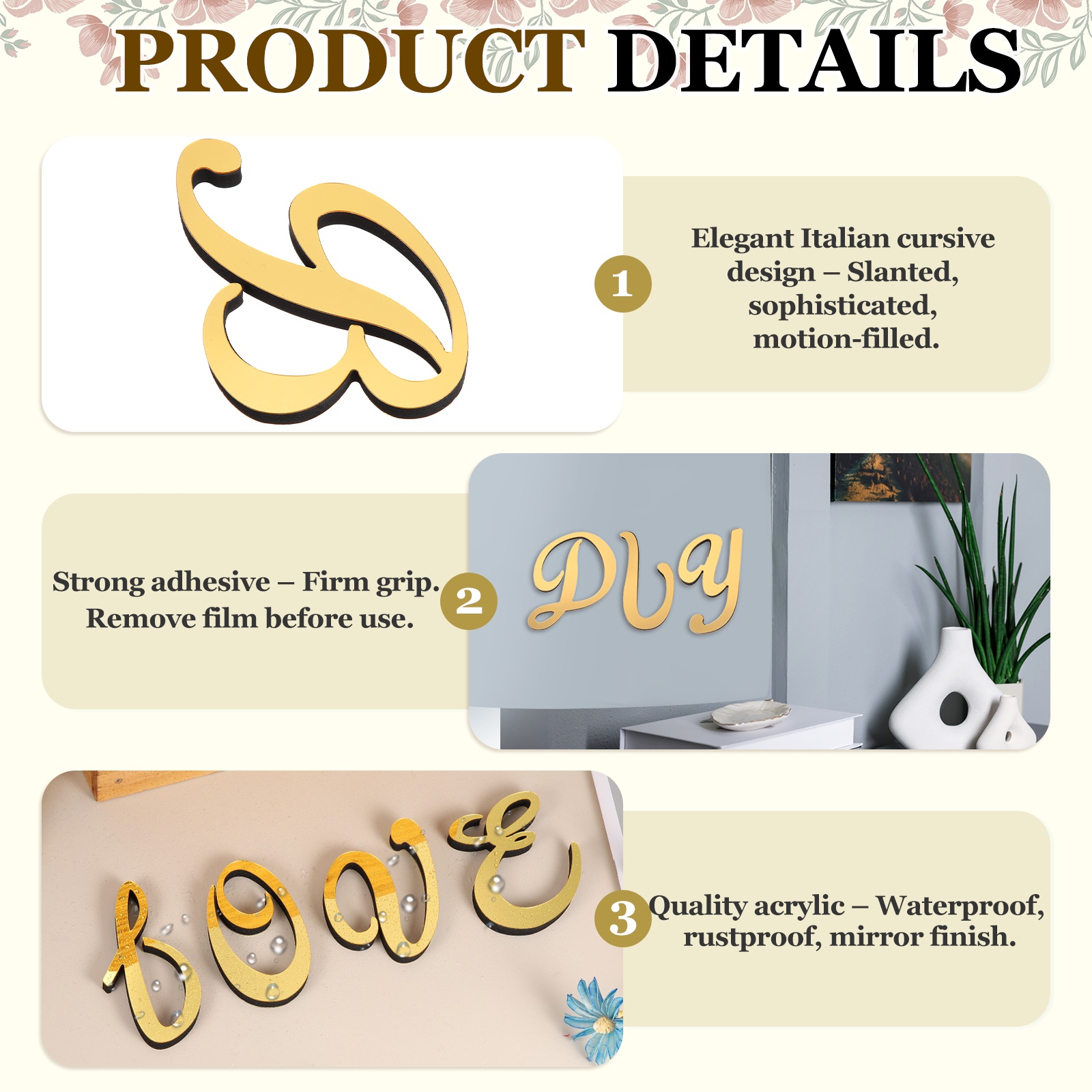1 unidad de pegatina de pared  - Embroidery Writing reseña y precio