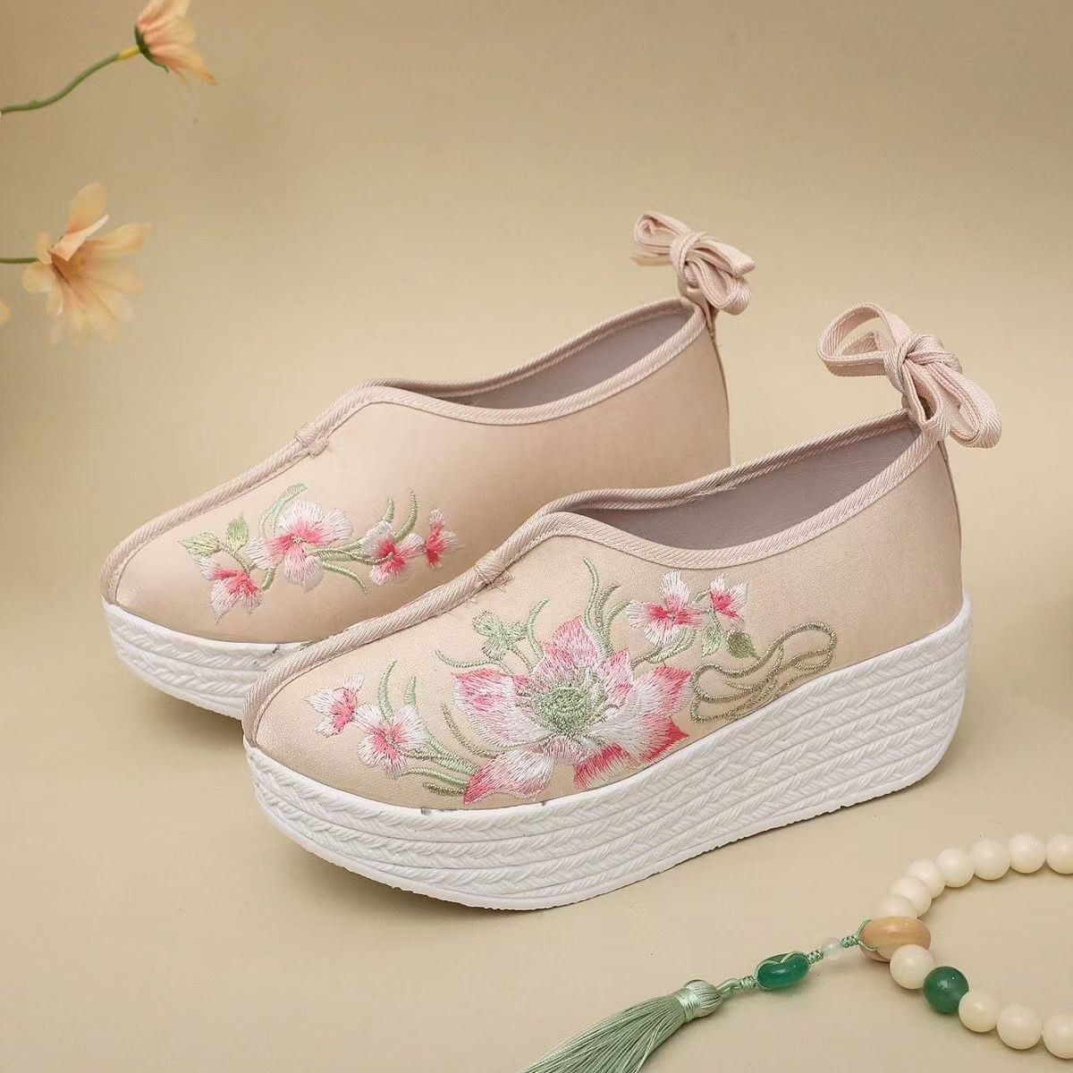 Zapatos de cuña de estilo étni - Embroidery Fabric reseña y precio