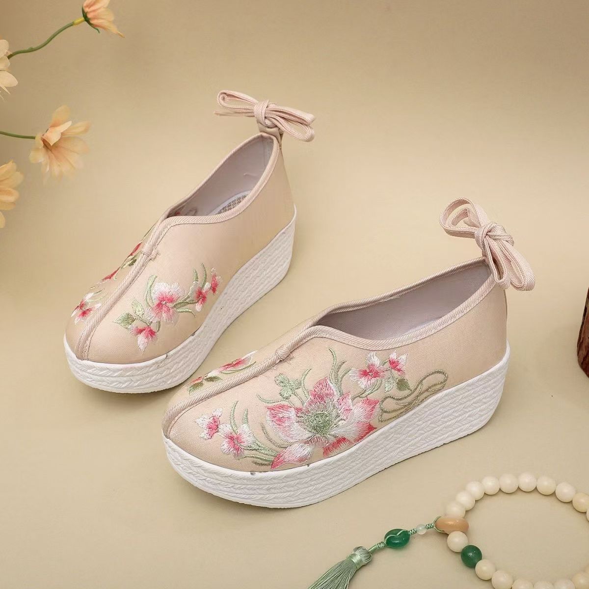 Zapatos de cuña de estilo étni - Embroidery Fabric reseña y precio