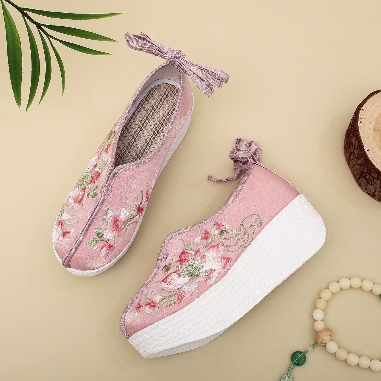 Zapatos de cuña de estilo étni - Embroidery Fabric reseña y precio