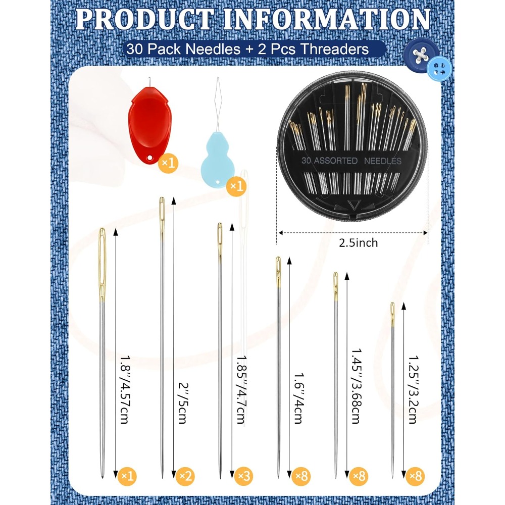Juego de 30 Agujas de Coser a  - Embroidery Needles reseña y precio