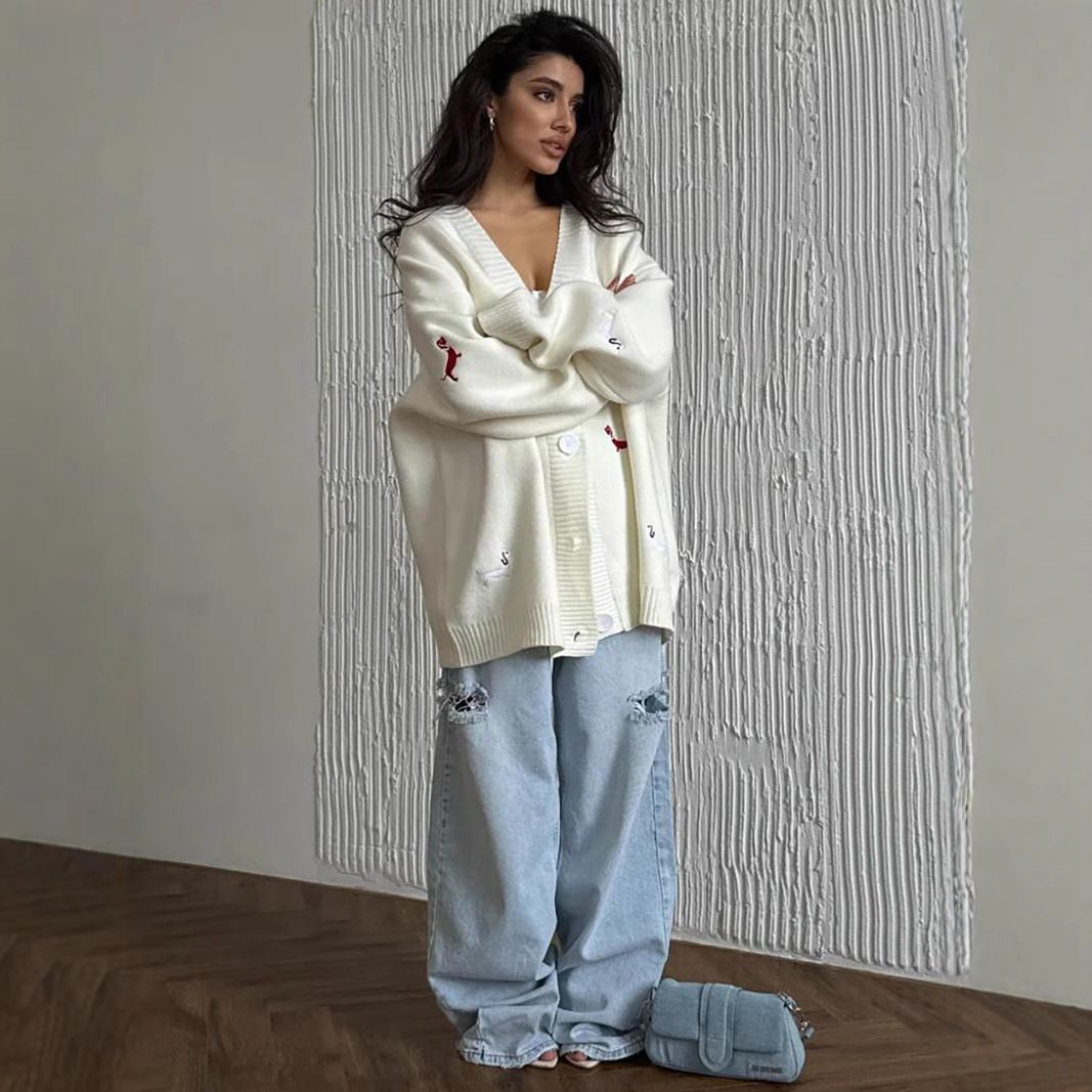 Suéter Cárdigan de Otoño con B - Embroidery Cardigan reseña y precio
