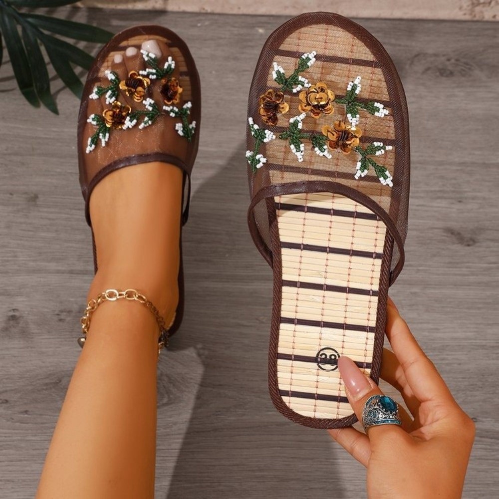 Sandalias de malla con bordado - Embroidery Flower reseña y precio