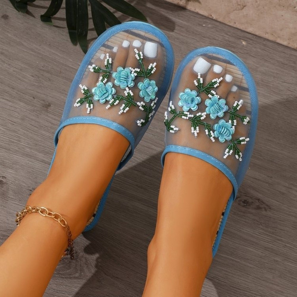 Sandalias de malla con bordado - Embroidery Flower reseña y precio