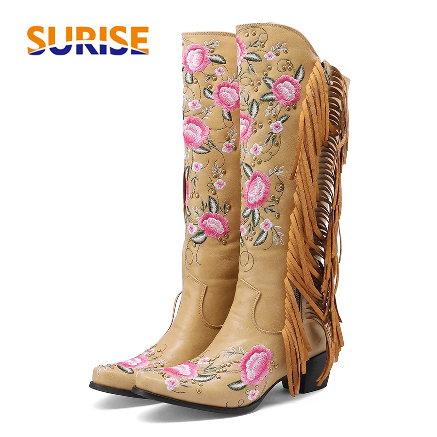 Botas hasta la rodilla occiden - Embroidery Flower reseña y precio