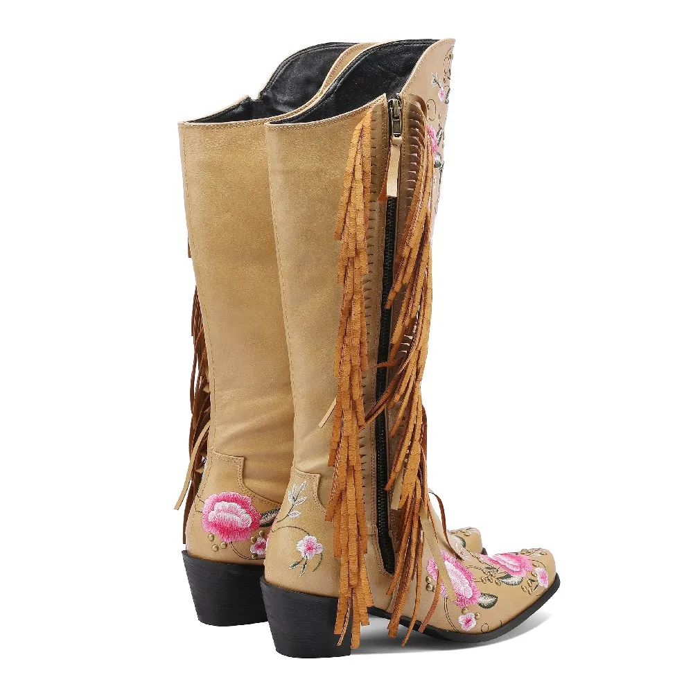 Botas hasta la rodilla occiden - Embroidery Flower reseña y precio