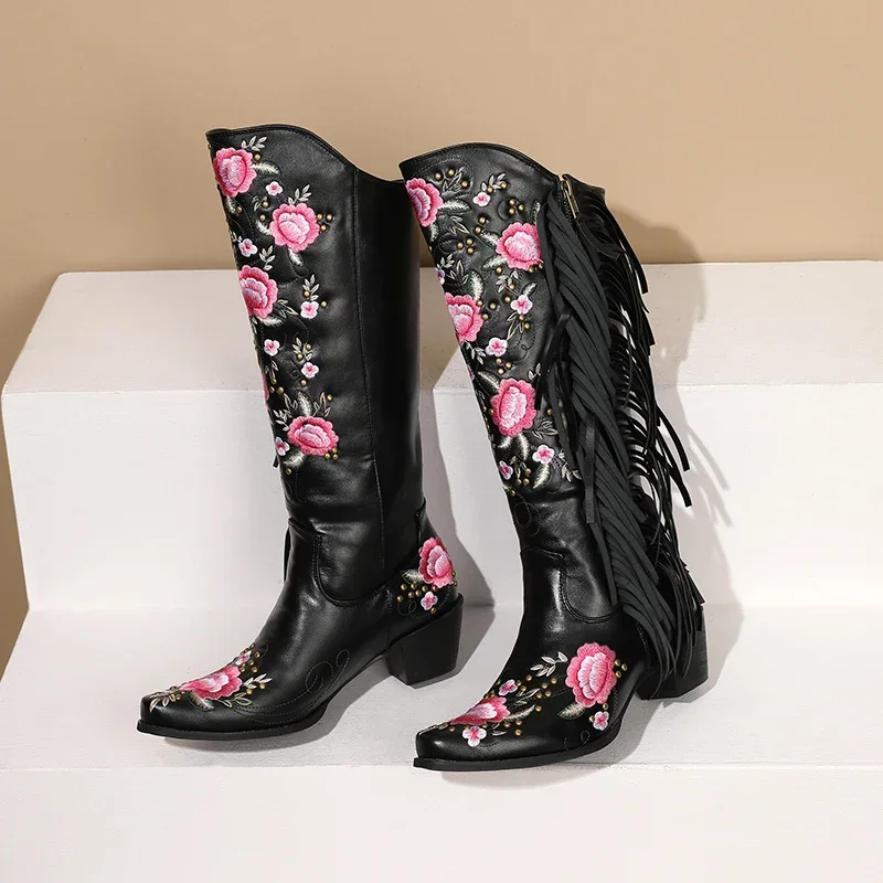 Botas hasta la rodilla occiden - Embroidery Flower reseña y precio