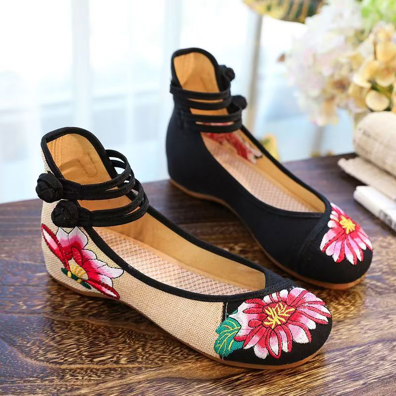 Zapatos de cuña de tela bordad - Embroidery Fabric reseña y precio